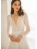 Deep V Neck Ivory Sequined Lace Wedding Dress Deep V Neck Ivory Sequined Lace Wedding Dress